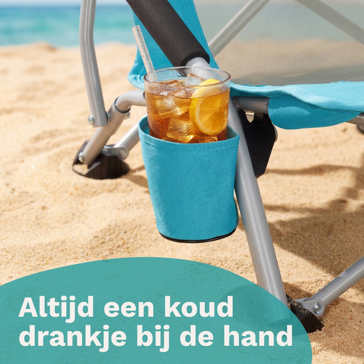 TRVLMORE Strandstoelen Set van 2 - Inklapbaar - 130KG Draagkracht - Met Bekerhouder en Draagtas - Hoge Rugleuning - Blauw