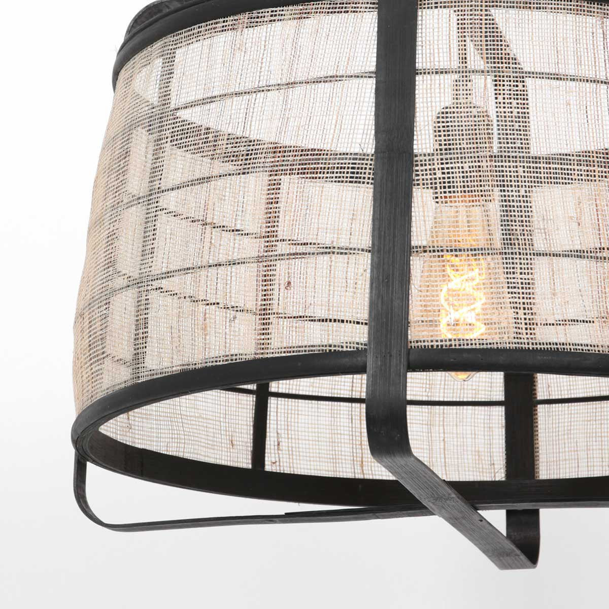 Anne Lighting - hanglamp - Capos - zwart - hout stof - Ø 48cm - E27 - 3511ZW