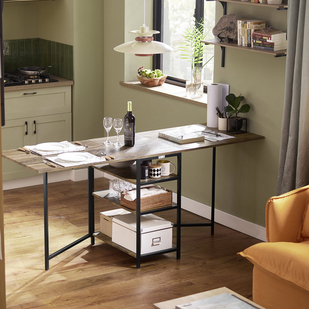 SoBuy FWT62-N Eettafel Uitklapbaar - Ruimtebesparend - 180 x 60 x 77 cm - Industrieel