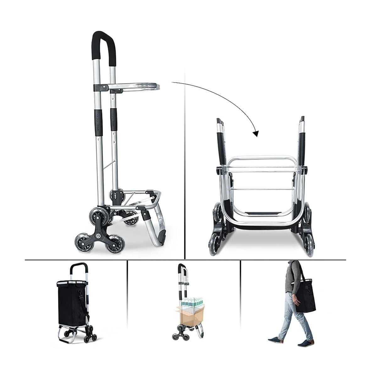 Ochama Boodschappentrolley met 3-Wiel Systeem - Zwart - 44,5 x 39 x 100 cm - 41L