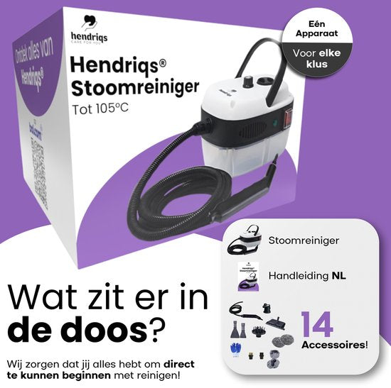 Hendriqs® XL Stoomreiniger 105 °C - 1,5L Stomer voor Keuken & Badkamer & BBQ - Handstoomreiniger Schoonmaak - Stoomapparaat Reiniger - Handstomer - Steam Cleaner Stoom - Reinigingsmachine - Draagbare Vlekkenreiniger - Stoomapparaat Badkamer