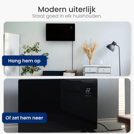 Gologi Elektrische Convectorkachel – 2000W – Thermostaat, App & Touchbediening – 42,3 x 33 x 11,5 cm – Zwart