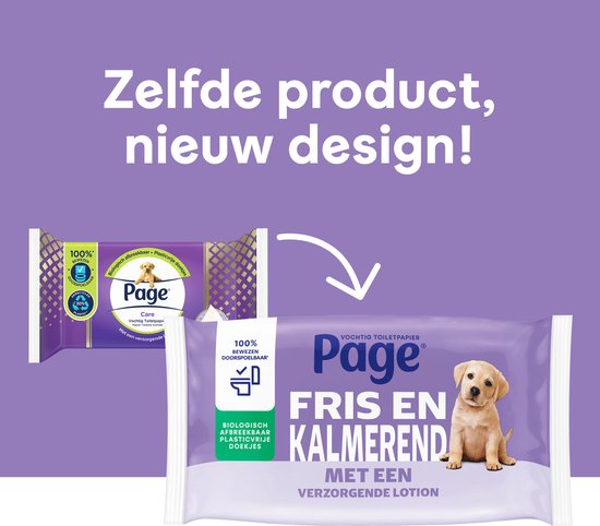 Page® vochtig toiletpapier - Fris en Kalmerend (Care) - met een verzorgende lotion - 456 velletjes - 12 x 38 stuks - Voordeelverpakking