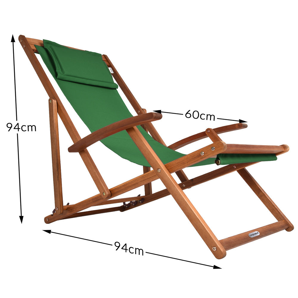 Casaria Ligstoel Acaciahout – Opvouwbaar tot 160kg – Groen