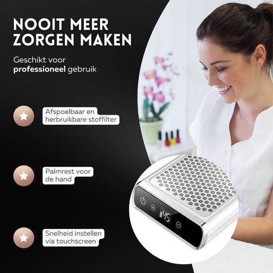 Beeperfect® Nail Dust Collector - Stofafzuiger Manicure - Nagelstofafzuiger - Herbruikbaar Filter - Stil in Gebruik - Draadloos en Oplaadbaar