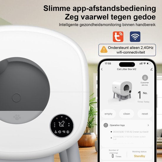 Zelfreinigende Kattenbak - Grote Capaciteit Automatische Kattenbak -XXL 95L -Electrische Kattenbak- Incl. App-Met Kattenbakmat en 3 rollen opvangzakjes