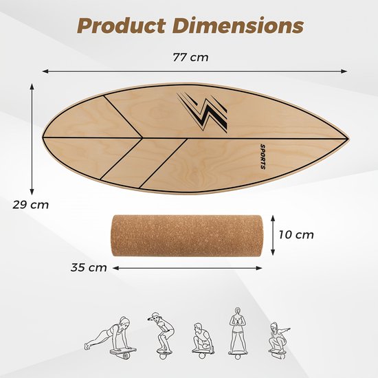 House of Balance Balansbord -Balance Board - Surf Balance Board - Surf trainer - Surf Board - Wobbel Board - Hout