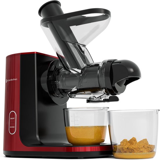 KitchenBrothers Slowjuicer - Juicer - Groenten en Fruitpers - 43 mm en 60 mm invoer - 400 ml - Rood