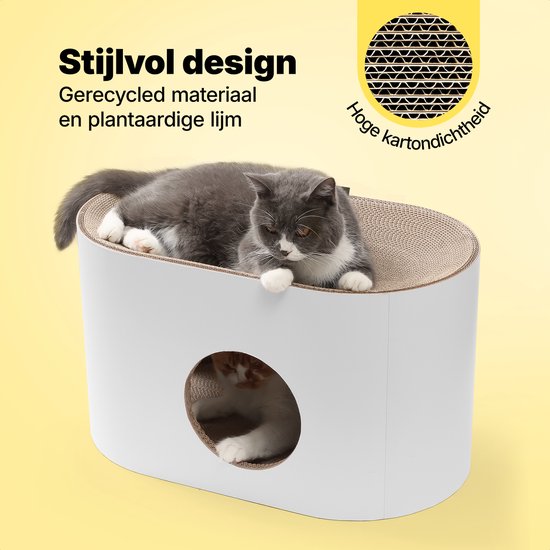 Jake and Jacky Krabkarton voor Katten - Kattenhuis Karton - Krabpaal Karton - Krabmand - Krabplank - Krabmeubel - Kartonnen Krabmat - Kattenmand - Kattenbed - 60x34x34cm