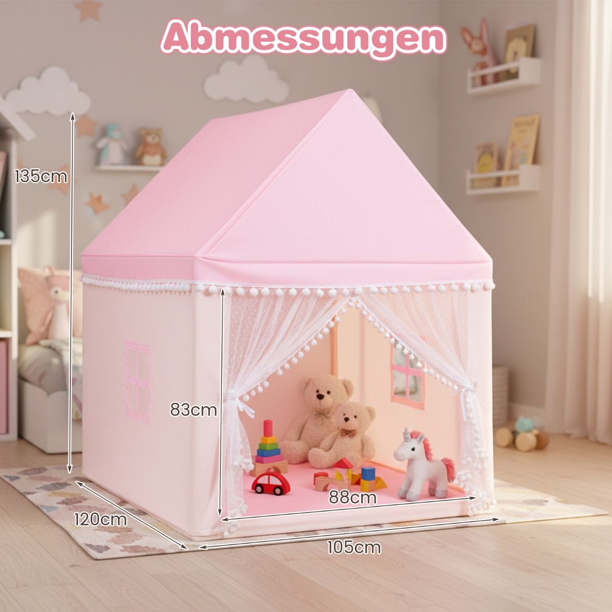 Coast Kinderspeeltent - speelhuis - houten frame - roze