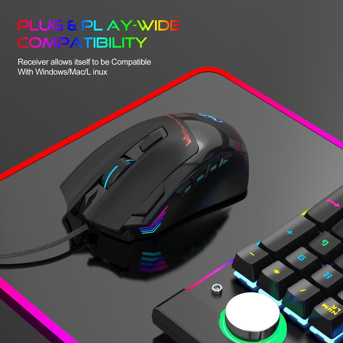 HXSJ S600 Pro Optisch Gaming Muis - Programmeerbaar - RGB licht - Ergonomisch - 7200DPI - Zwart