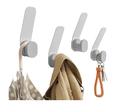 Kapanou Dubbele Wandhaken - Set van 8 - Aluminium - Tot 5 kg per Haak - Modern Design - Grijs