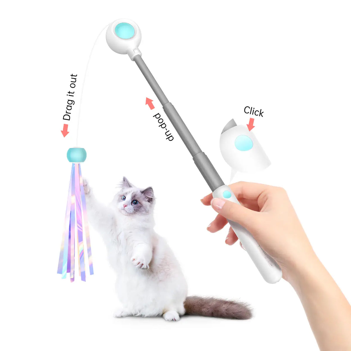 Petgravity uitschuifbare kattenhengel - blauw