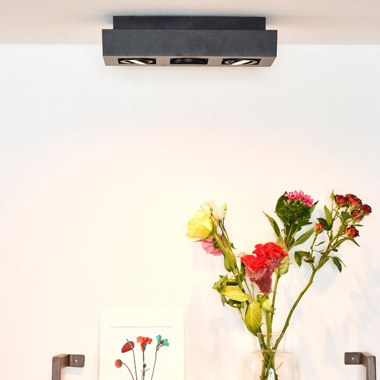 Lucide XIRAX - Plafondspot (Plafondlamp) - LED Dim naar warm - GU10 (MR16) - 3x5W 2200K/3000K - Zwart