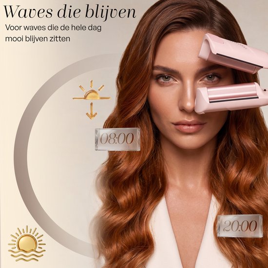 Sansbeauté® Wave Krultang 32mm - Wafeltang - Keramische Haarkruller Beach Waves - Mermade Hair Waves - Mermaid Waves Krultang - Wavy Hair - Krultangen - The Waver - Haarstyler Hair Curler - Dunne en Dikke Crimper