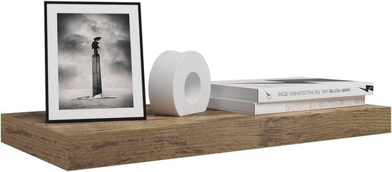 WOLTU Wandplank Vintage Bruin – 25 x 23 x 3,8 cm – Zwevende Houten Plank voor Boeken en Decoratie