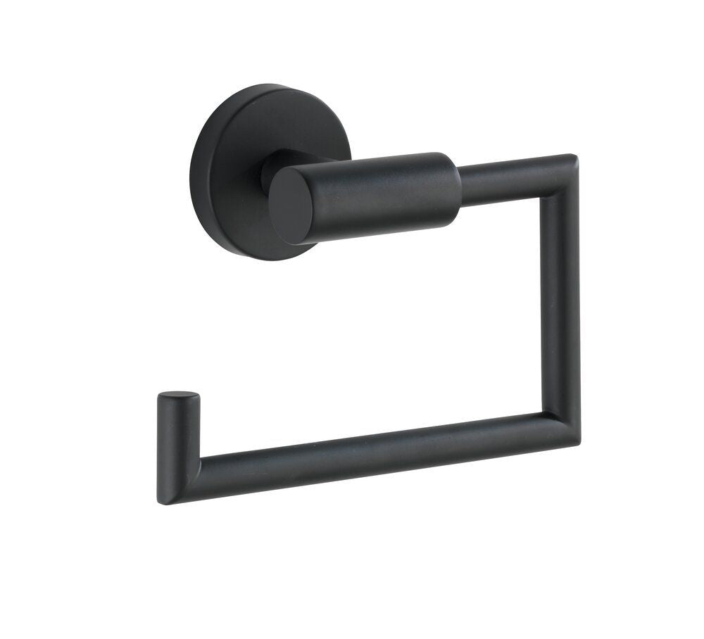 WENKO Bosio Black Toiletrolhouder Mat Zwart - RVS - Wandmontage