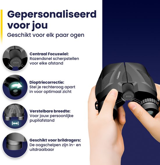 ODESSEY Verrekijker - met Case, Onderhoudskit en Telefoonhouder - 8x25 - FMC - BAK-7 - voor Volwassene & Kinderen