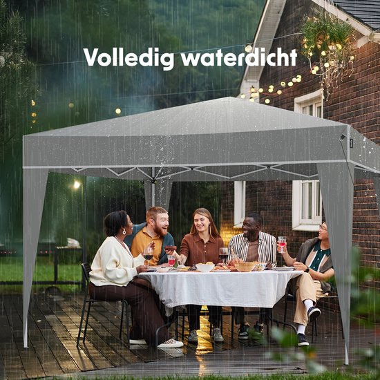 LifeGoods Partytent Plus - Opvouwbare tent - 3x3 m - Easy Up - Versterkt Frame - Waterdicht – Draagtas - Grijs
