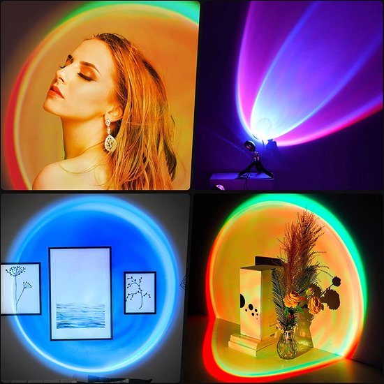 Mobstore Sunset Projector – 16 Kleuren LED – 360° Draaibaar – Ø7 x 27 cm – Incl. Afstandsbediening – Zwart