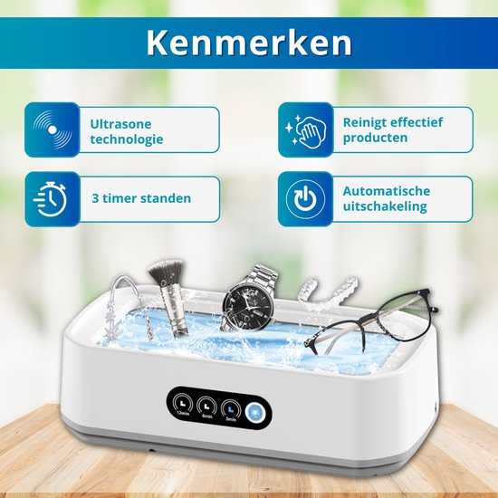 Ultrasoon Reiniger - 650ml - Reinigingsapparaat voor Brillen - Sieradenreiniger - Horloge - Zeri
