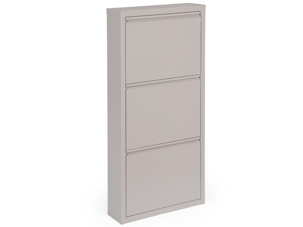 Bizzotto Eyvin Schoenenrek - 3 Vakken - Kantelbare Deuren - Metaal - 50x15x106 cm - Taupe