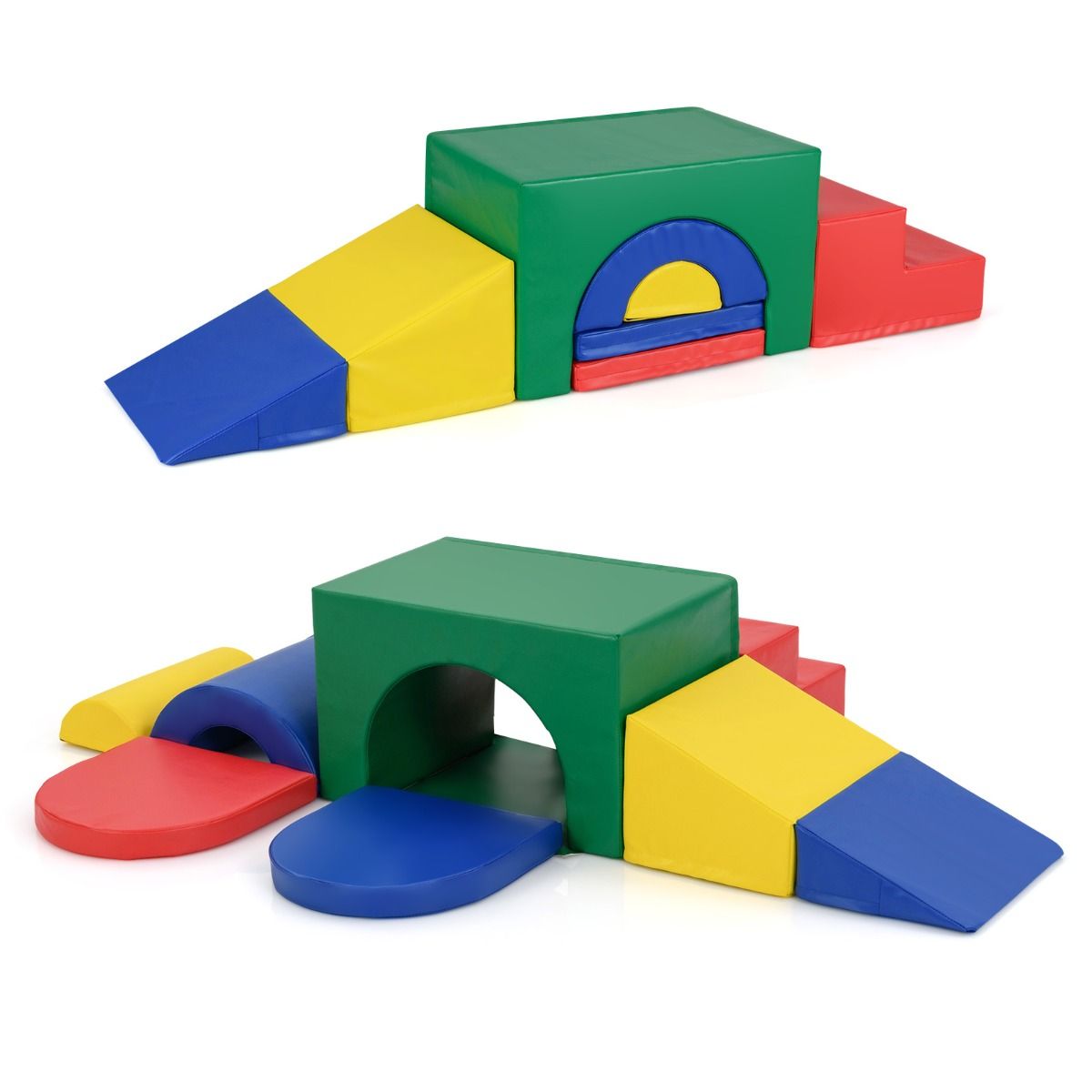 coast 7-delige zachte klimblokset voor peuters – kleurrijke speelgym van PU-leer met schuim, 40×40×25 cm en 60×40×38 cm