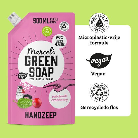 Marcel's Green Soap Handzeep Navulling - Patchouli & Cranberry - 6 x 500ml