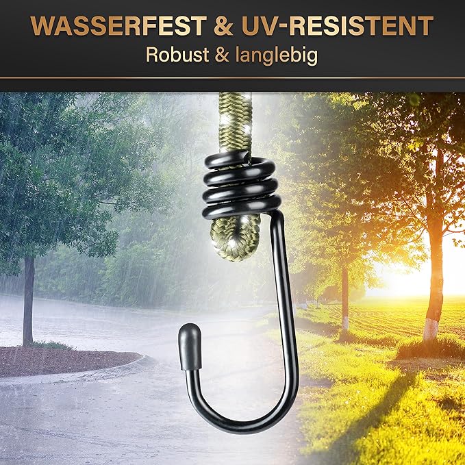 Heldenwerk Set van 10 rubberen spanbanden met haken – TÜV/GS-getest, elastisch, 30-100 cm, voor transport, camping en veiligheid
