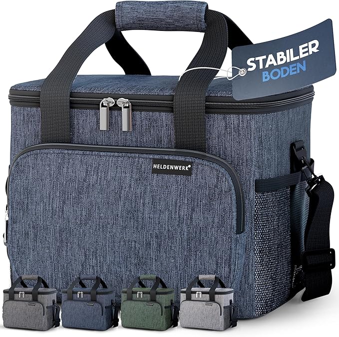 HELDENWERK Grote koeltas, opvouwbaar, geïsoleerde koelbox, thermotas, lekvrij en waterdicht, picknicklunchtas, ontbijttas, thermotas, isoleertas