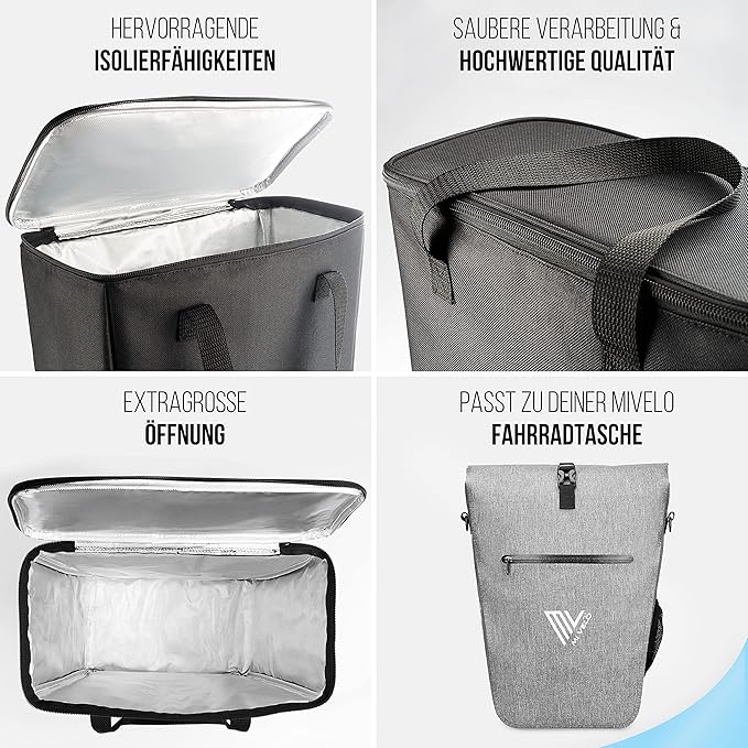 MIVELO Fietskoeltas – Opvouwbaar Inzetstuk voor Bagagedrager - Polyester - Zwart - 20 L