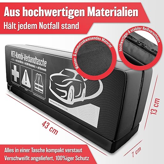 Heldenwerk 3-in-1 Auto EHBO-Set 2026 – Verbanddoos, Gevarendriehoek & Veiligheidsvest, EU-conform
