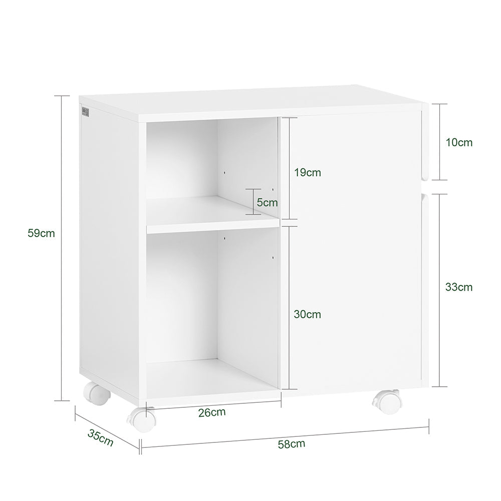 SoBuy ASK05-W Mobiele Printertafel en Bureau Onderstel met 2 Laden, 58x35x59 cm, Wit