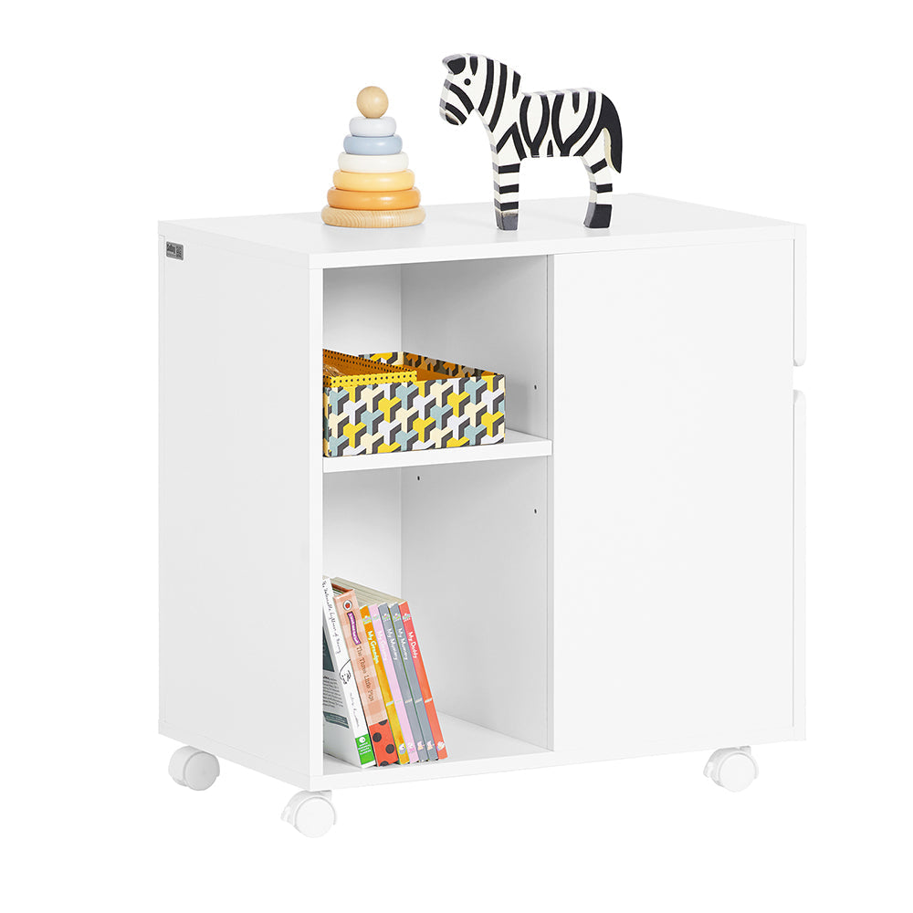 SoBuy ASK05-W Mobiele Printertafel en Bureau Onderstel met 2 Laden, 58x35x59 cm, Wit