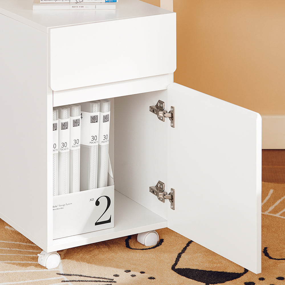 SoBuy ASK05-W Mobiele Printertafel en Bureau Onderstel met 2 Laden, 58x35x59 cm, Wit