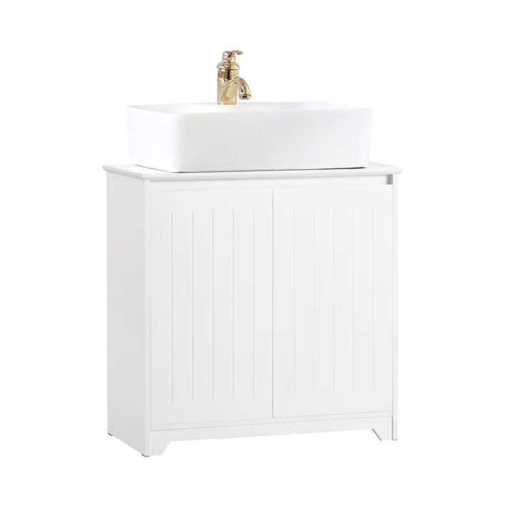 SoBuy - Wastafelkast - Witte badkamerkast - 60x60x30cm - Wit - BZR108-W