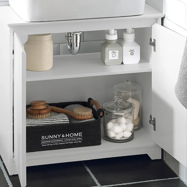 SoBuy - Wastafelkast - Witte badkamerkast - 60x60x30cm - Wit - BZR108-W