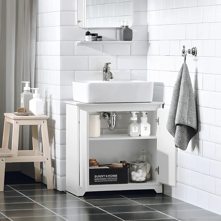 SoBuy - Wastafelkast - Witte badkamerkast - 60x60x30cm - Wit - BZR108-W