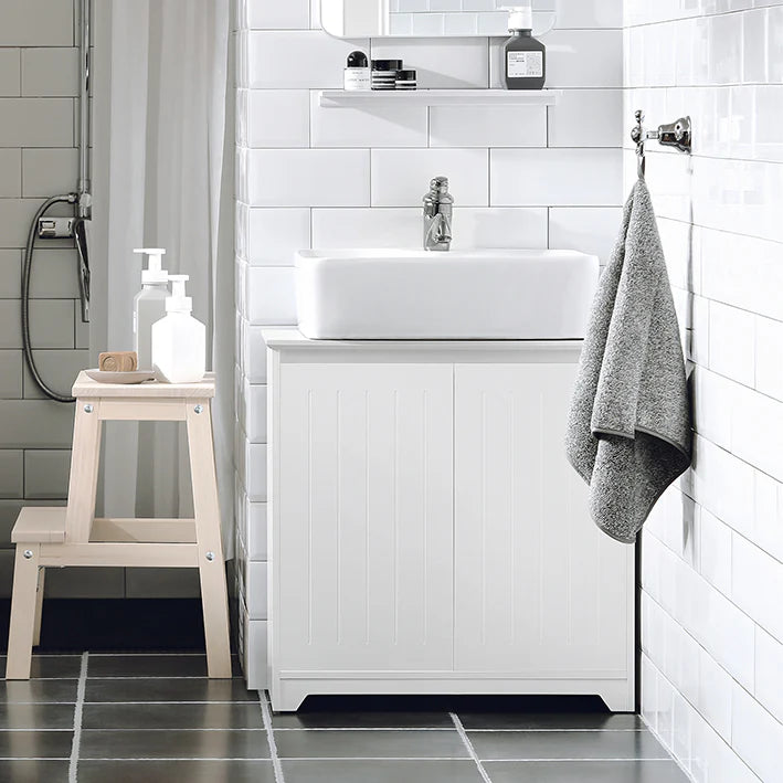 SoBuy - Wastafelkast - Witte badkamerkast - 60x60x30cm - Wit - BZR108-W