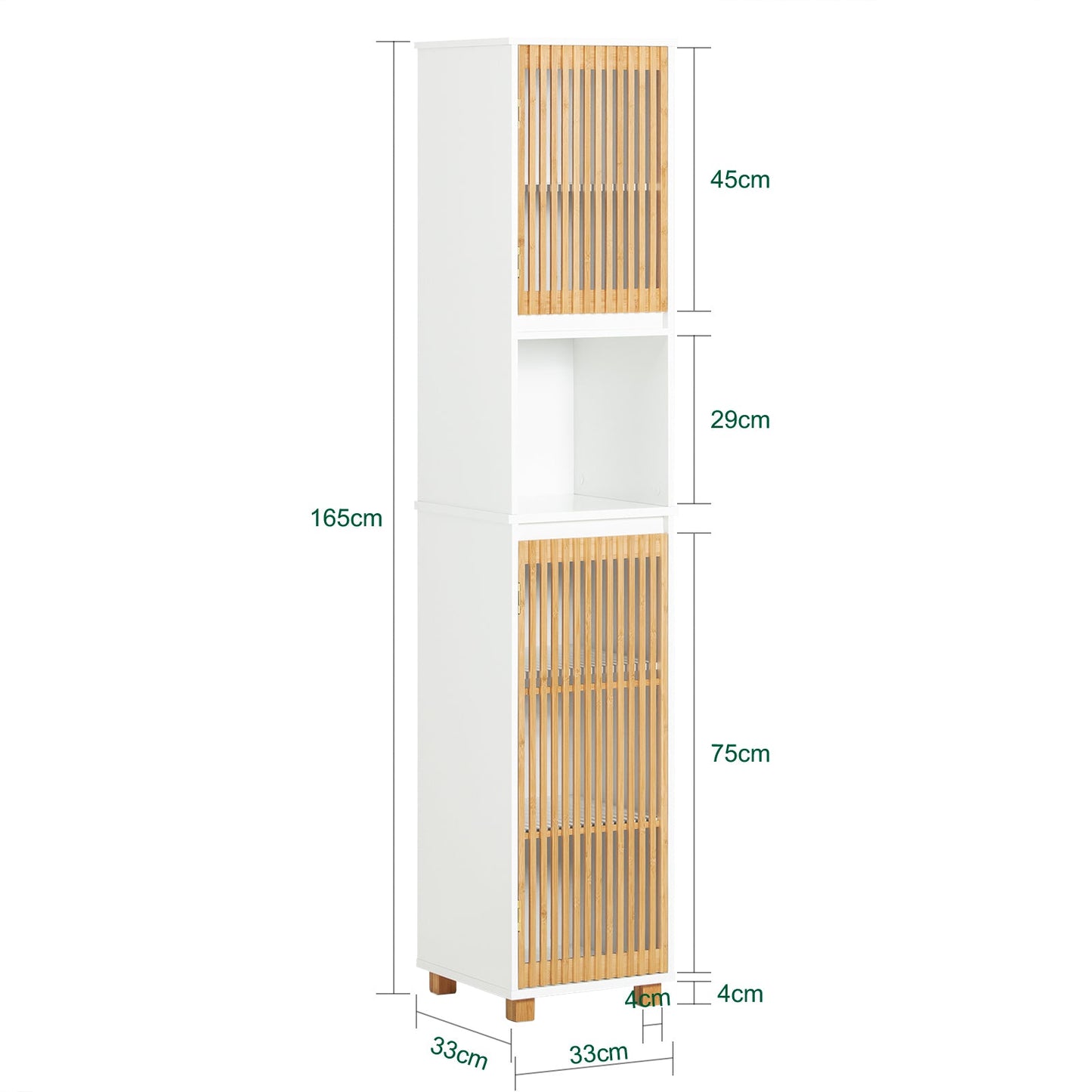 SoBuy Kolomkast - BZR127-W - Badkamer - 33 x 33 x 165 cm - Wit