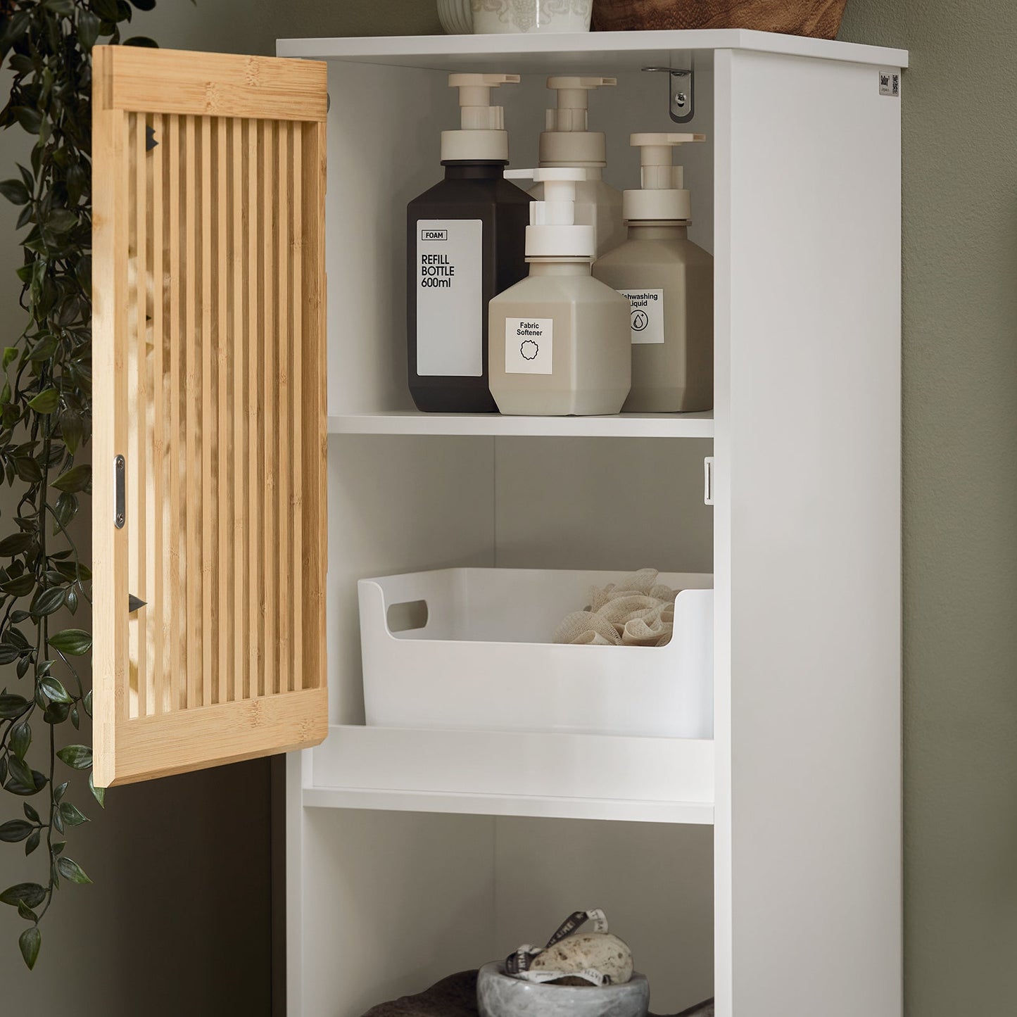 SoBuy Kolomkast - BZR127-W - Badkamer - 33 x 33 x 165 cm - Wit