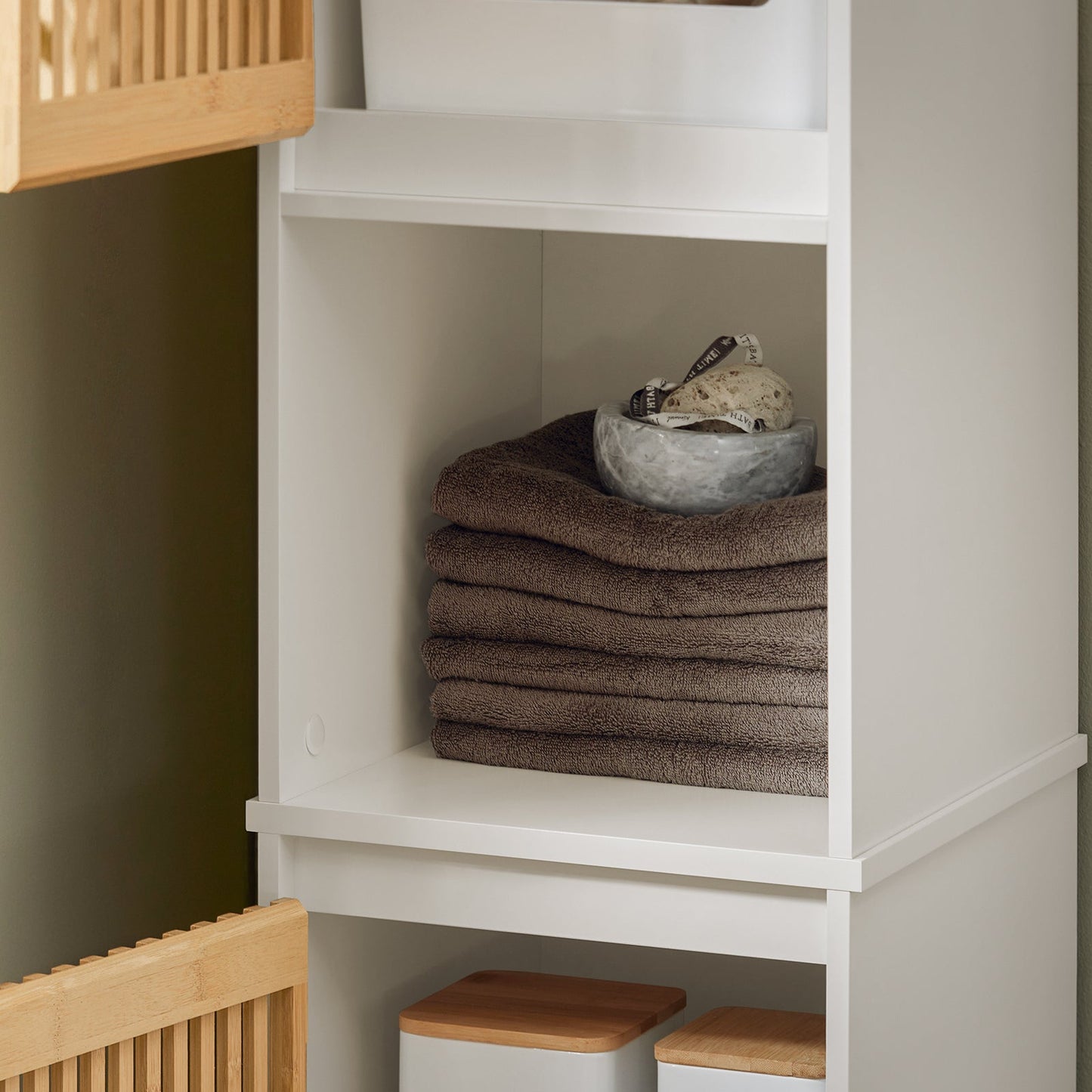 SoBuy Kolomkast - BZR127-W - Badkamer - 33 x 33 x 165 cm - Wit