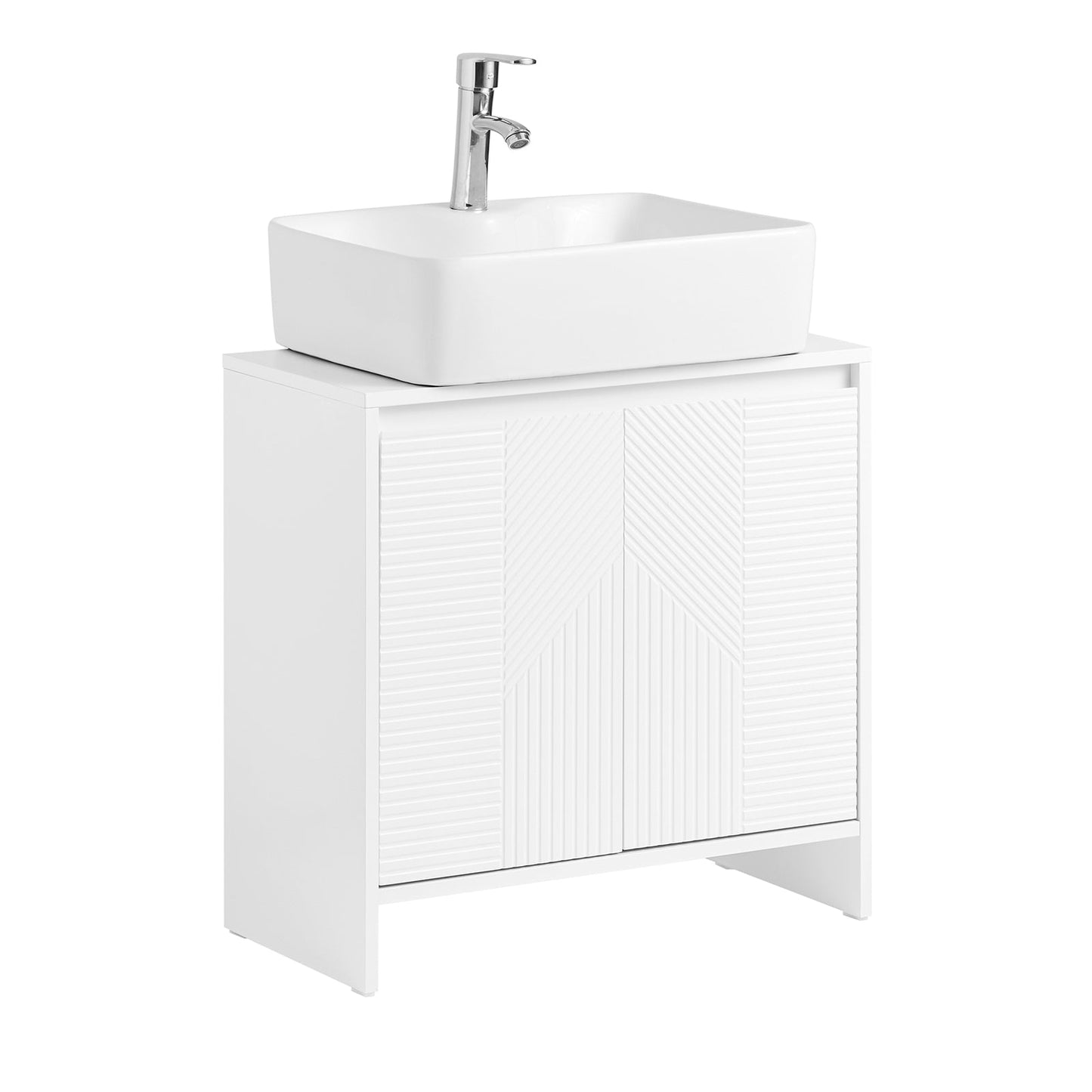 SoBuy BZR157-W Wastafelonderkast Badkamerkast Onderkast Badkamermeubel - Wit - 60 x 61 x 30 cm