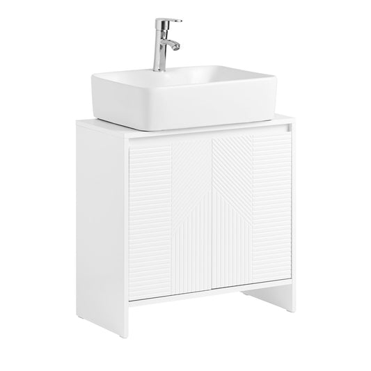 SoBuy BZR157-W Wastafelonderkast Badkamerkast Onderkast Badkamermeubel - Wit - 60 x 61 x 30 cm