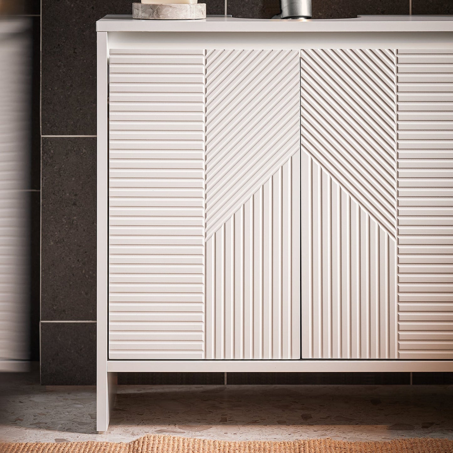 SoBuy BZR157-W Wastafelonderkast Badkamerkast Onderkast Badkamermeubel - Wit - 60 x 61 x 30 cm