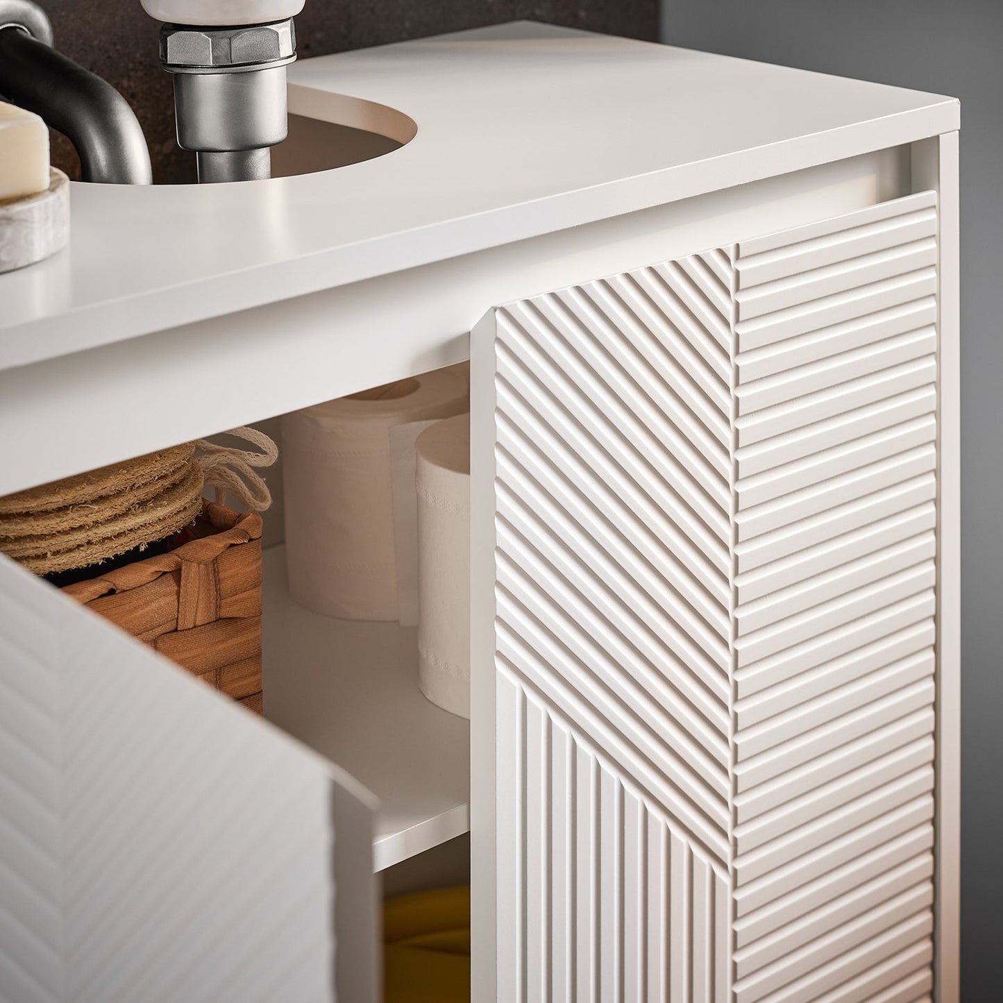 SoBuy BZR157-W Wastafelonderkast Badkamerkast Onderkast Badkamermeubel - Wit - 60 x 61 x 30 cm