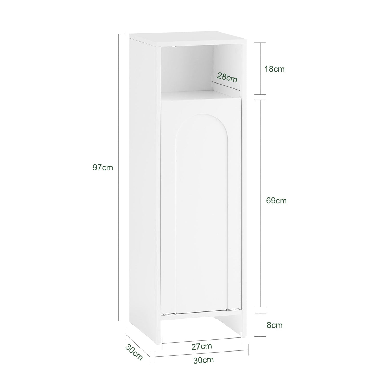 SoBuy Wasmandkast – Met Uitklapbare Waszak – max. 17 kg – 30 x 30 x 97 cm – Wit