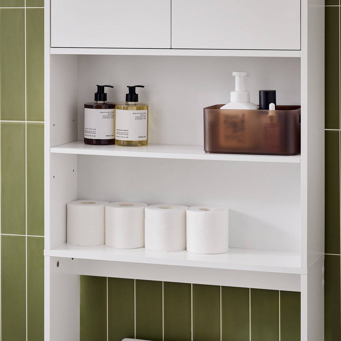 SoBuy BZR165-W Wasmachinemeubel – Wit – 65x20x182 cm – Kast met Deuren en Planken voor Boven Wasmachine