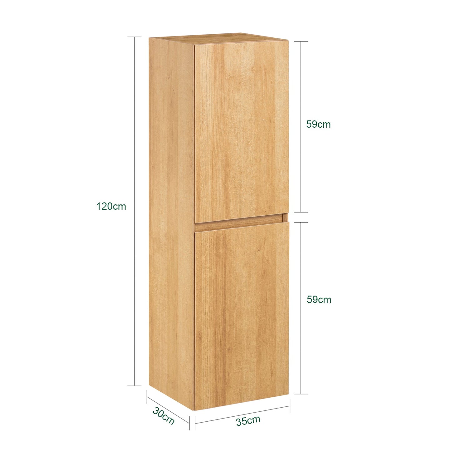 SoBuy BZR175-N Hoge Smalle Badkamerkast, Hangend Opbergmeubel, Naturel, 35 x 120 x 30 cm
