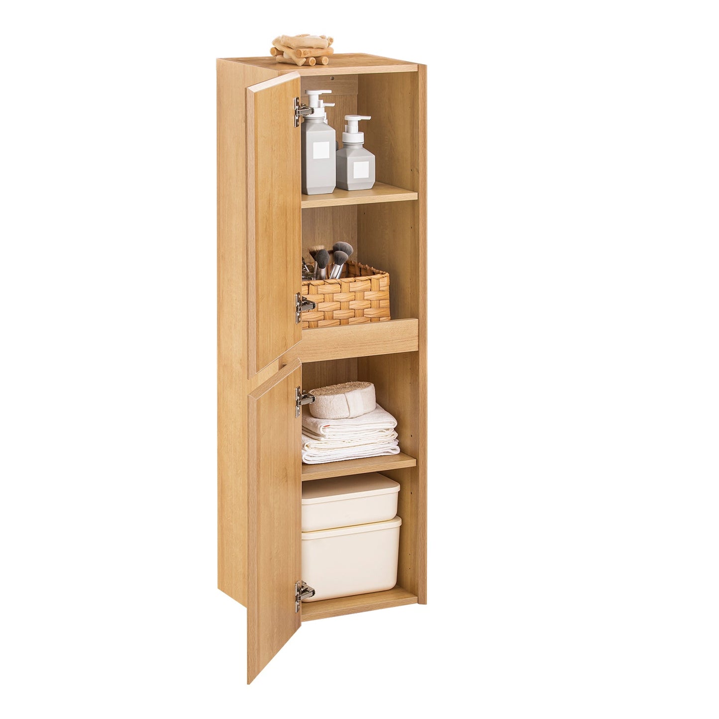 SoBuy BZR175-N Hoge Smalle Badkamerkast, Hangend Opbergmeubel, Naturel, 35 x 120 x 30 cm